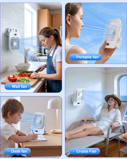 Eary 3000mAh Portable Magnetic Fan USB Rechargeable Cooling Kitchen Wall Fan for Home Gym Desk 350° 4 Speeds Wind Ultra-thin Fan