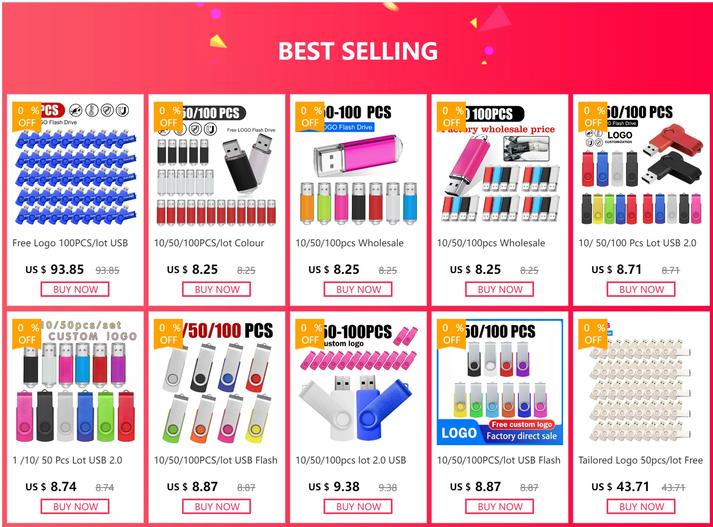 100PCS USB 2.0 Pendrive 128GB 64GB 32GB 16GB 8GB USB Flash Drive 4GB 2GB Free Laser Logo 2.0 USB Flash Drive Stick Best Gift