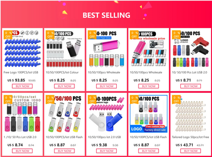 100PCS USB 2.0 Pendrive 128GB 64GB 32GB 16GB 8GB USB Flash Drive 4GB 2GB Free Laser Logo 2.0 USB Flash Drive Stick Best Gift