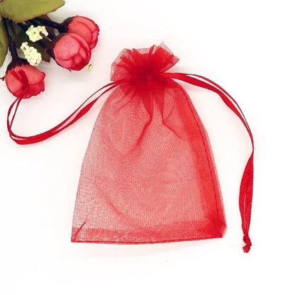 1-100 Drawstring Mesh Bags Packaging Christmas Candy Jewelry Cosmetic Wedding Pocket Gift Bag Multicolor Drawable Organza Pouch