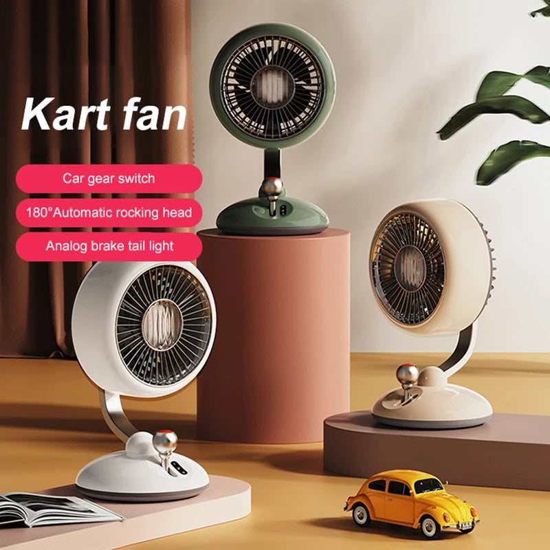 Desktop Fan Kart Creative Digital Display Shaking Head High-speed Circulation Fan Mute Long Endurance Electric Fan