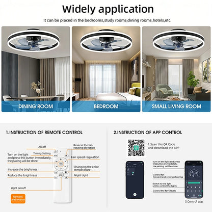 Modern Ceiling Fans Infinitely Dimmable Household Black White Ceiling Lamp With Remote Control Bedroom Living Room LED Fixtures