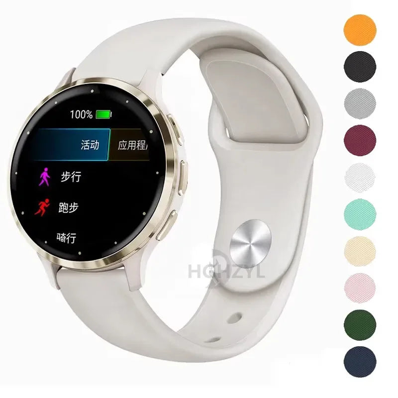 18mm 20mm 22mm Women Silicone Smart Watch Strap Wristband For Garmin Venu 3S 2S Forerunner 165 265S 255 Bracelet Watchband