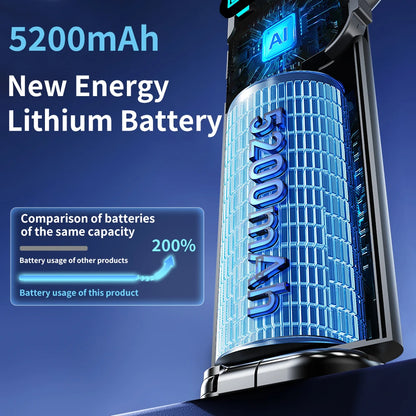 5200mAh Large Capacity Handheld Fan High Speed Refrigeration Handheld Fan 100 Speed  USB Charging Portable Fan
