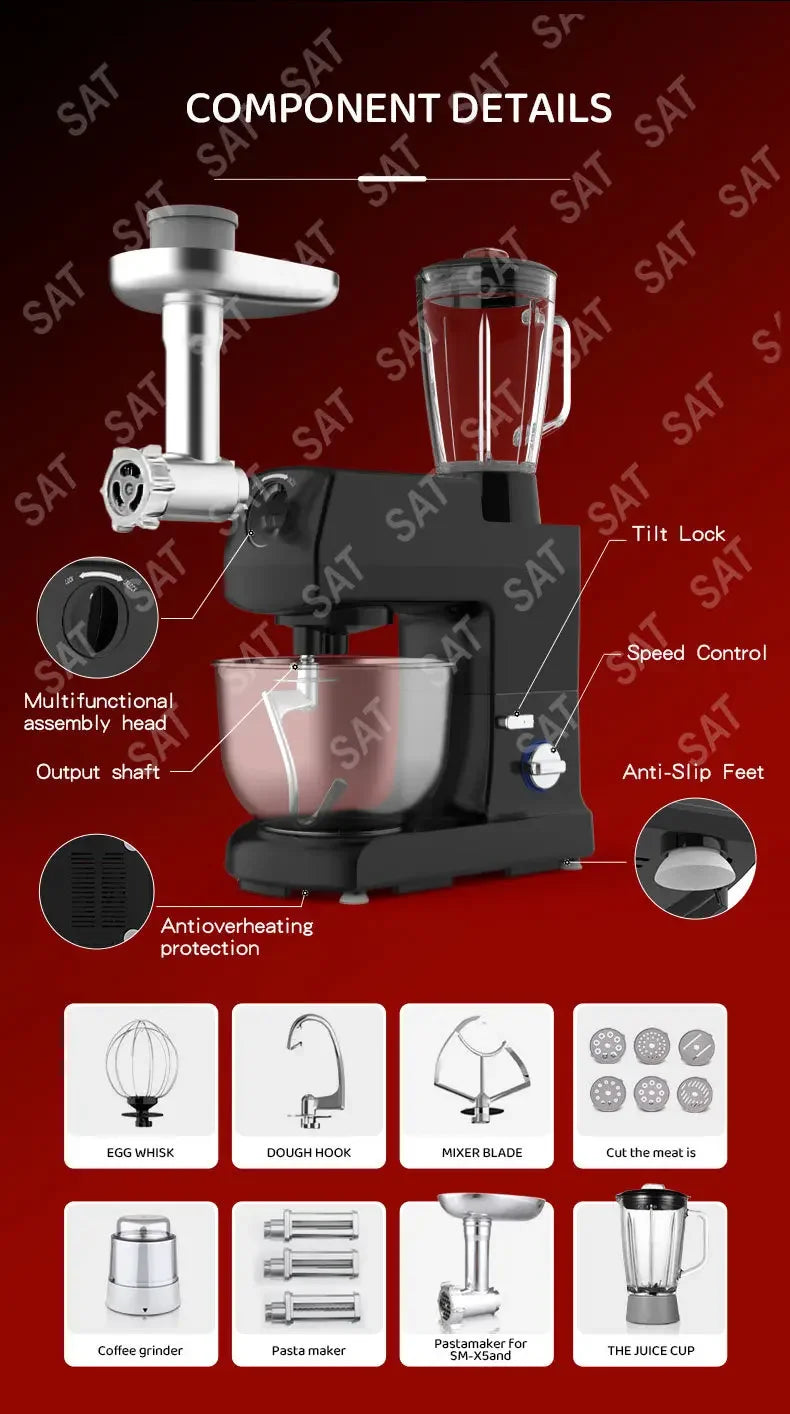 -for Kitchen Appliances 1500W 6L Cake Mixer Planetary Food Dough Mixer Machine Stand Mixer