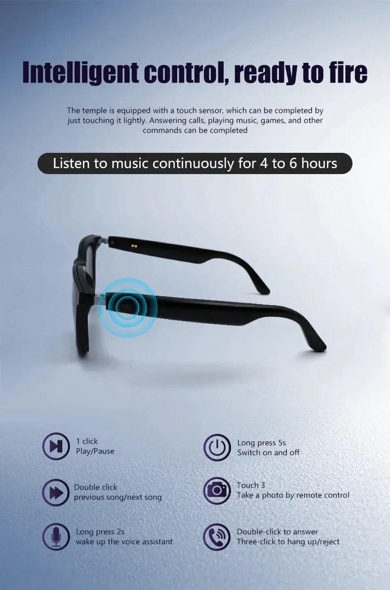 CLLOIO Bluetooth Smart Prescription Glasses Magnet Clip On Polarized Myopia Eyewear Anti Blue Light Progressive Reading Glasses