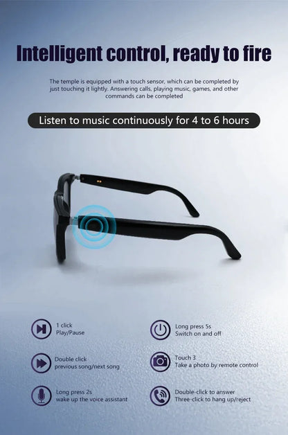 CLLOIO Bluetooth Smart Prescription Glasses Magnet Clip On Polarized Myopia Eyewear Anti Blue Light Progressive Reading Glasses