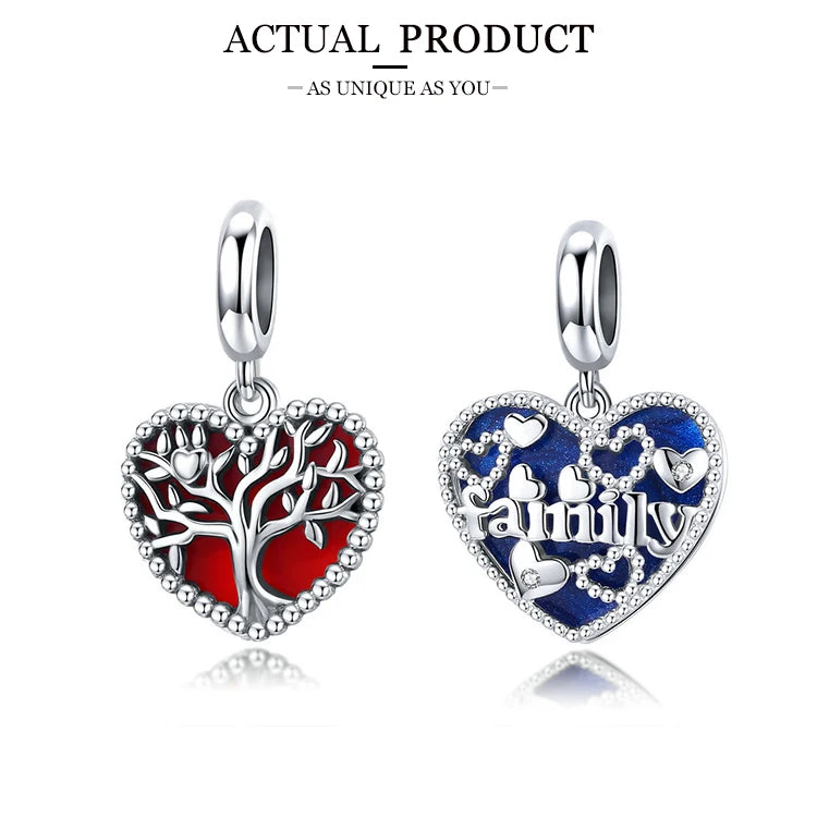 WOSTU Real 925 Sterling Silver Heart Pendents Gifts Charms Beads Fit Original DIY Bracelet Necklace Mother's Day Jewelry for Mom