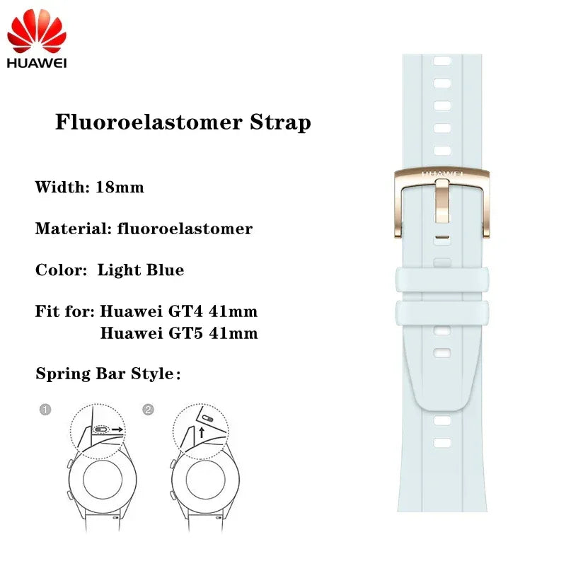 Original 18mm Watch Strap for Huawei GT6 GT5 41mm Leather Strap GT4 41mm FKM Sport Band for GT5pro 42mm Women Calf Leather Band