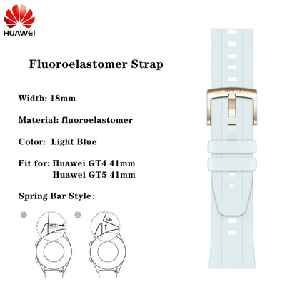 Original 18mm Watch Strap for Huawei GT6 GT5 41mm Leather Strap GT4 41mm FKM Sport Band for GT5pro 42mm Women Calf Leather Band