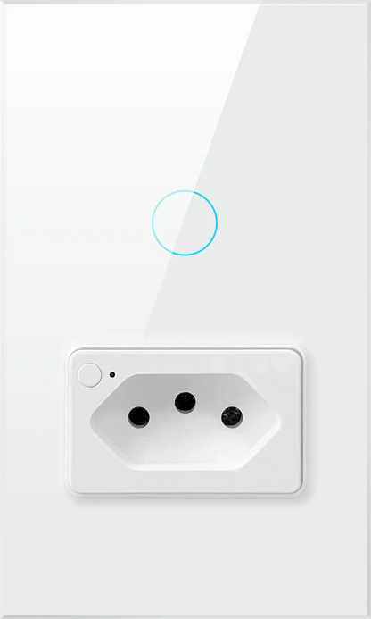 AVATTO Tuya WiFi Smart Light Switch with Socket,Brazil Stand 16A Touch Button Wall Switch,Work for Alexa Google Home