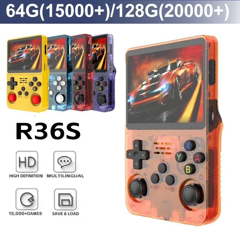 R36S Retro Handheld Video Game Console Linux System 3.5 Inch IPS Screen R35s Pro Portable Pocket Video Player Games 64G/128G