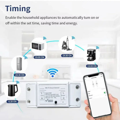 Tuya WIFI Switch 433MHz Smart Home Automation Relay Module 1/2/3 Gang Wireless Wall Switch Home Control Works with Alexa Google