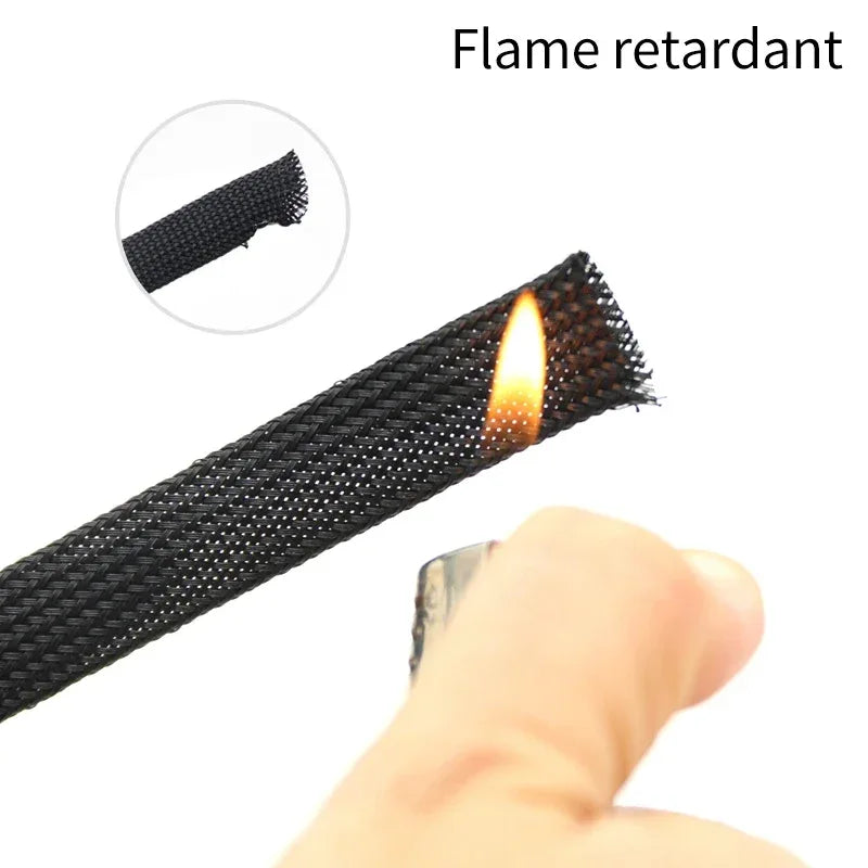 1~50M PET Braid Sleeve High Density 8mm Insulated Expandable Braided Wires Organizer Cable Wrapping Sheath Protector
