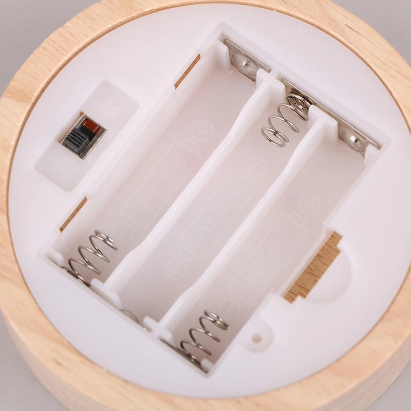 1PC Battery Operated 8/10cm Round Wooden LED Light Dispaly Base Stand Holder Table Night Lamp Base Crystal Glass Art Ornaments