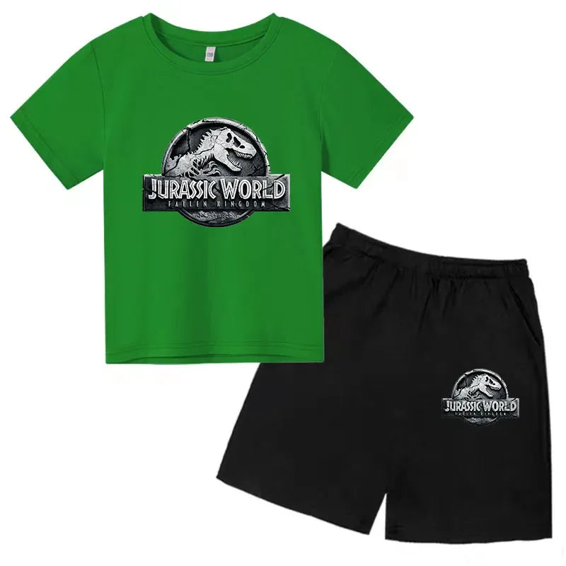 Summer Short Sleeve T Shirt +shorts 2 Piece Set Children Clothes Luxury Brand Print Sport Casual Fashion Boy Girl Kid Tracksuit