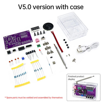 DIY FM Radio Electronic Kit  87-108MHz Adjustable Frequency Digital Display Soldering Project Practice Solder RDA5807S