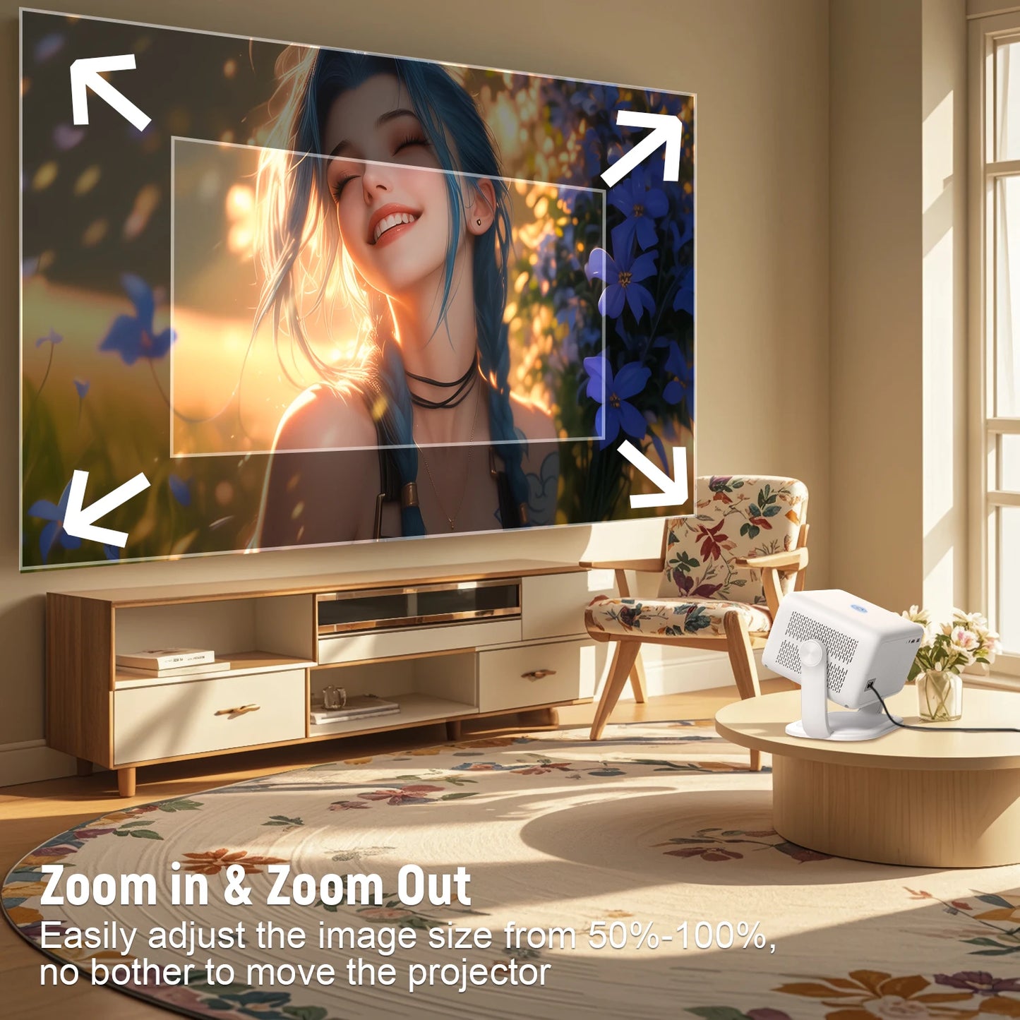 Velec Projector Compatible with Netflix 650ANSI Android 13 Portable 4K Native Wifi6 BT5.2 1080P TP350 Auto Keystone Correction