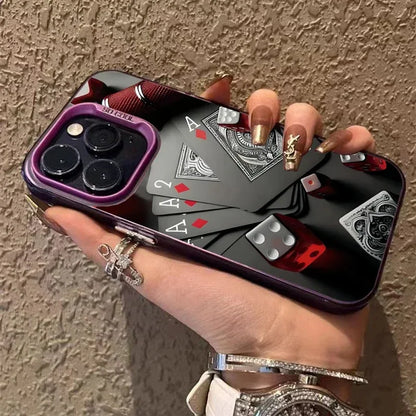 Poker For iphon 16 15 Plus X XR XS Max 11 12 13 Pro 16 Pro Max X XR XS Shockproof Ultra-Thin Hard Cover Protective Phone Case