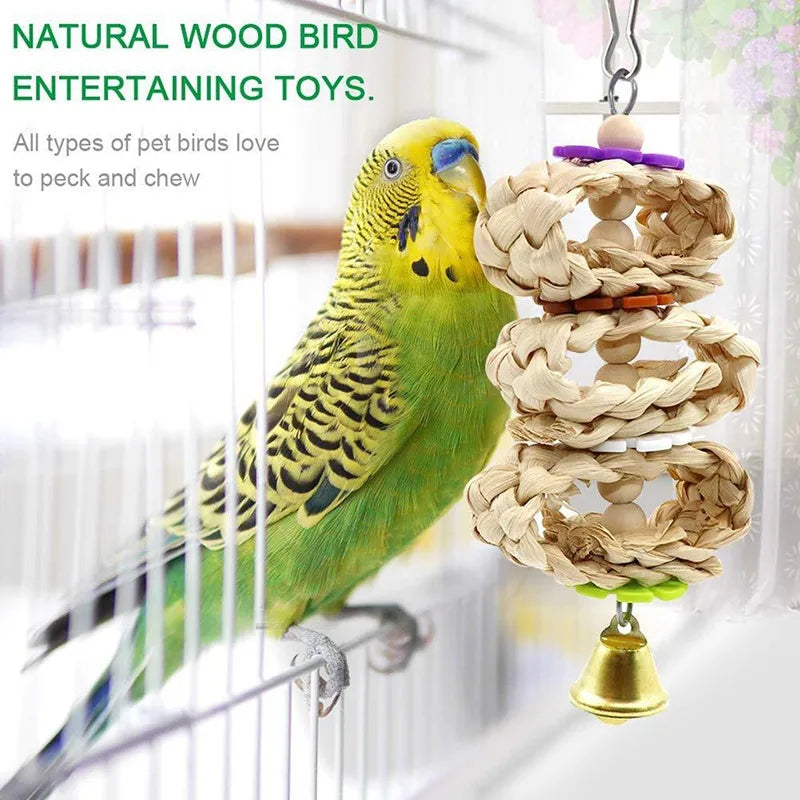 1/8PCS Set Combination Parrot Bird Toys Wood Articles Bite Pet Bird Toys For Parrot Training Bird Toy Swing Ball Bell Standing