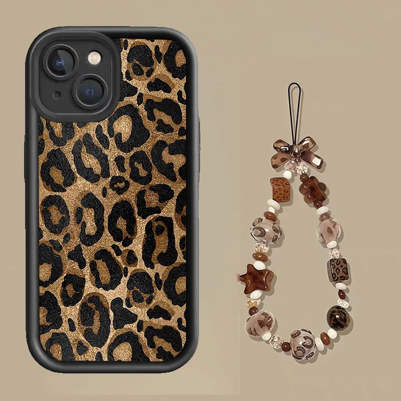 Leopard With Chain Phone Case For Xiaomi MI 17 Pro Max 15T 15 Ultra 14T 13 POCO F7 X7 M7 X5 F5 X6 PRO M6 X4 GT NFC C40 5G  Cover