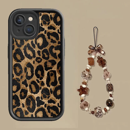 Leopard With Chain Phone Case For Xiaomi MI 17 Pro Max 15T 15 Ultra 14T 13 POCO F7 X7 M7 X5 F5 X6 PRO M6 X4 GT NFC C40 5G  Cover