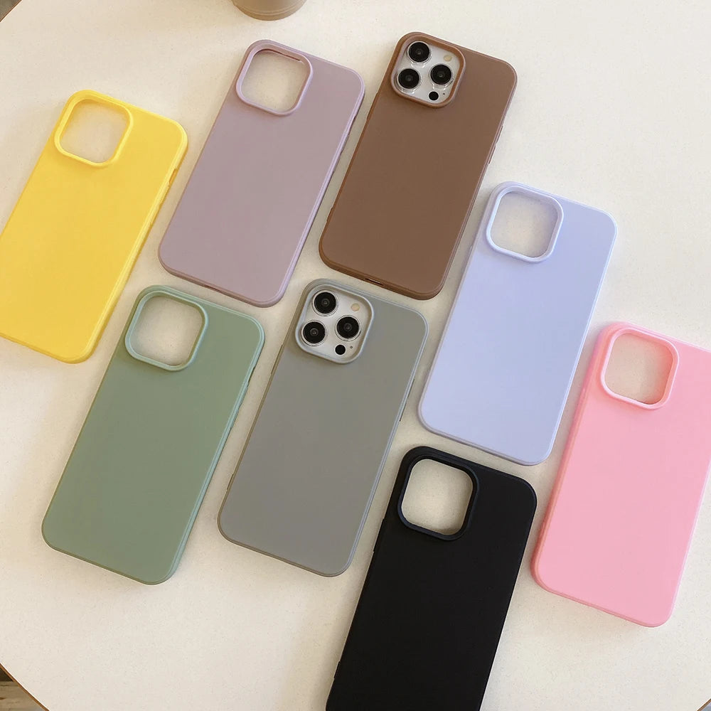 Luxury Matte Candy Color Silicone Soft Case For iPhone 17 Air 16E 16 15 14 13 Pro Max Plus Shockproof Back Cover Slim TPU Shell