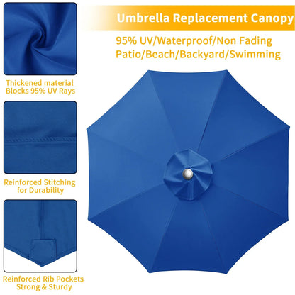 Waterproof Replacement Umbrella Cloth 2/3M Patio Parasol Cover UV-Anti Canopy Cover Replacement Parasol Cover for Balcony Garden