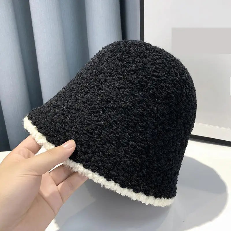COKK Bucket Hat Women Winter Knitted Casual Keep Warm Fishing Hat Female Thick Warm Fashion Design Korean Winter Cap Gorro New