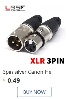 3pin black HF XLR connector 3pin D male female audio microphone socket for 86 panel YS145 YS146 YS145BG YS146BG