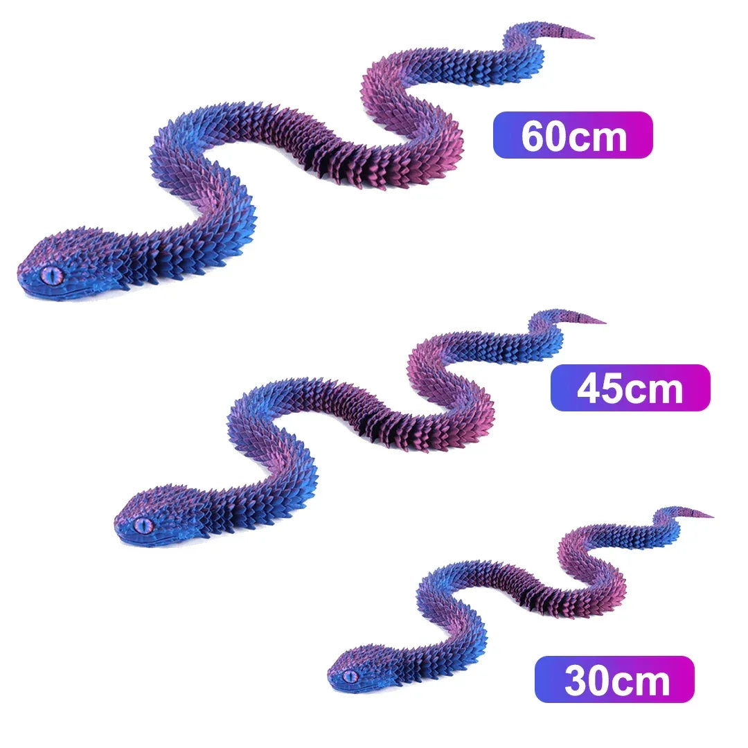3D Random colored eyes Printed Snake Movable Joint Simulation Snake Figurine Creative Home Office Desktop Ornament