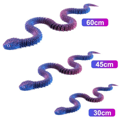 3D Random colored eyes Printed Snake Movable Joint Simulation Snake Figurine Creative Home Office Desktop Ornament