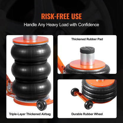 Air Jack 5 T/ 3T /11000 lbs Pneumatic Jack with Heightened Column for Sedan Adjustable Handle Pneumatic Air Jack