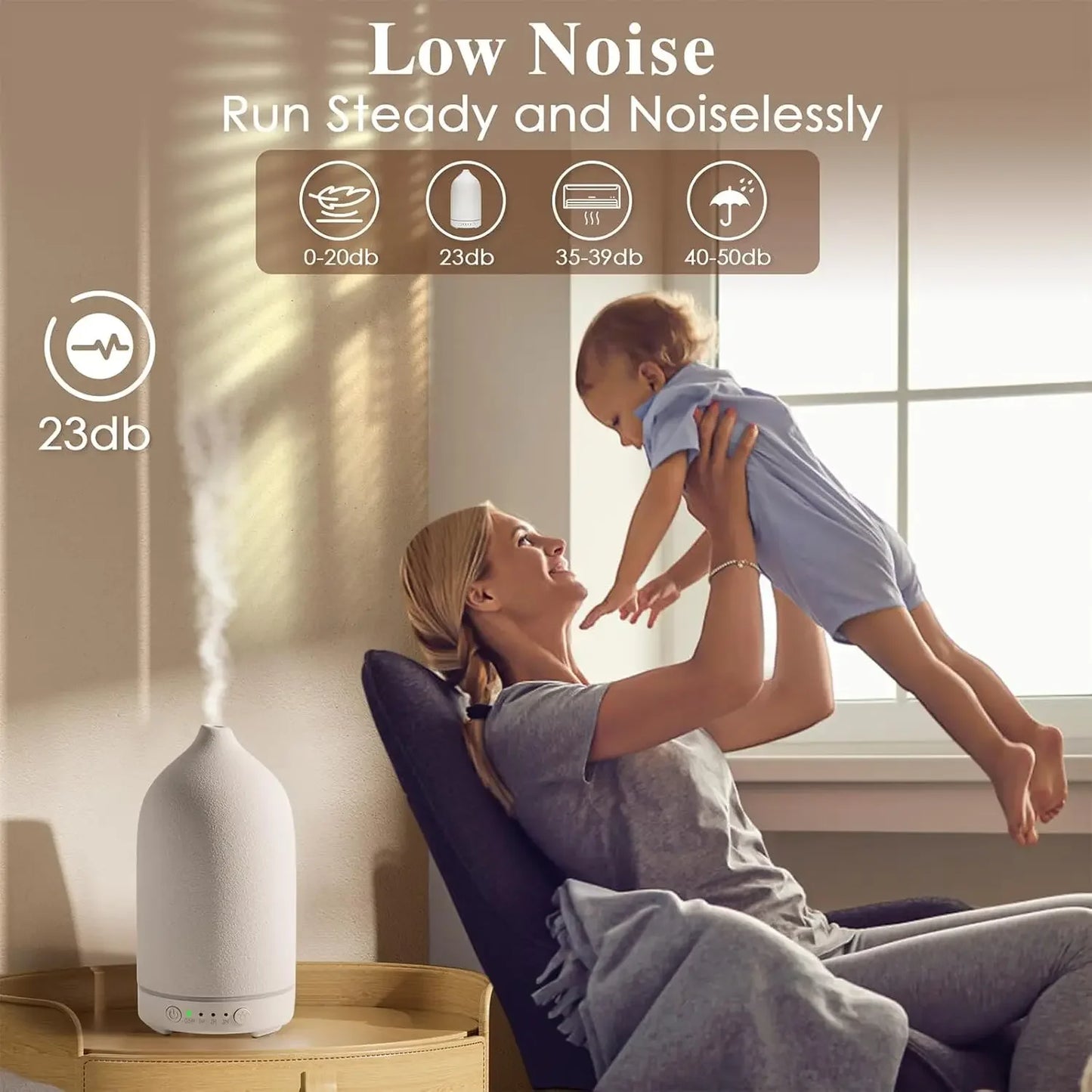 Essential Oil Diffuser 100ml Ceramic Ultrasonic Aroma  Diffuser Humidifier Timer Setting 7 LED Colors Changing Lights For Home