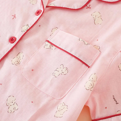 Summer Women Pajamas 3 Pieces Set 100% Gauze Cotton Female Sleepwear Bedroom Set Short sleeved long pants + shorts Woman Piiama