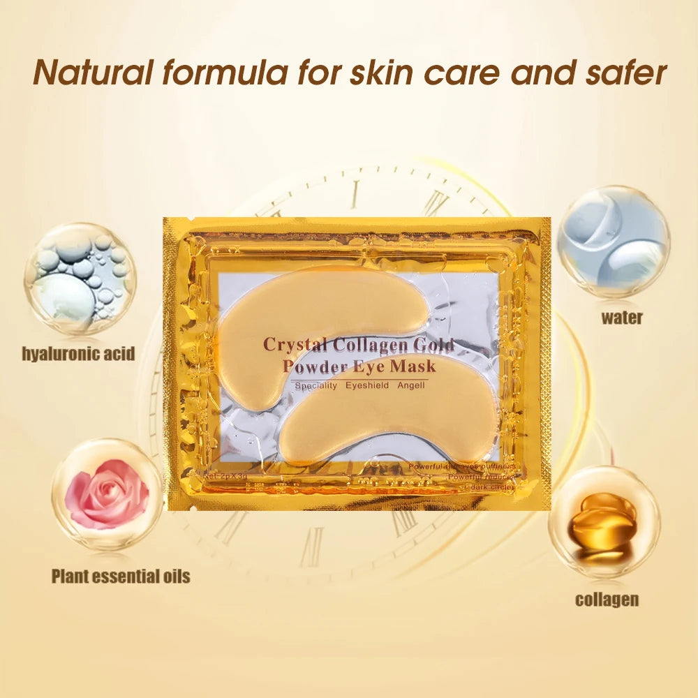 Gold Moisturizing Crystal Collagen Eye Mask Anti-Wrinkle Anti Aging Fade Dark Circles Skin Care Patch Dilute Fine Lines Mask