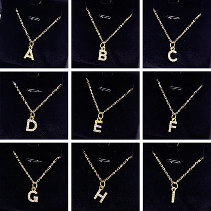 Kpop Shining A-Z Letter Pendant Charm Necklace 26 Initial Alphabet Name Golden Clavicle Chain Party Valentine's Day Jewelry Gift