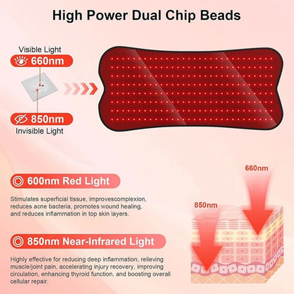 210pcs LED Bead Red Light Belt Red Infrared Light Therapy Pad LED Beauty Devices for Face and Body Back Knee Hands Feet Relief