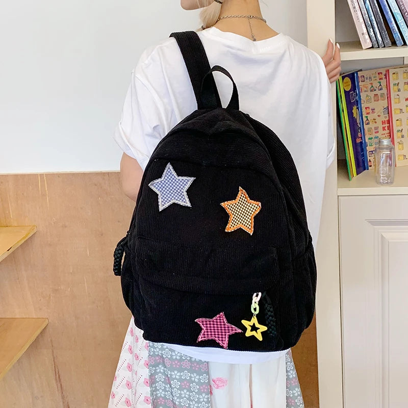 Women Schoolbag Waterproof Large Capacity School Backpack Smooth Zipper Solid Color Teens Girl Casual Daypack Bag Student Supply