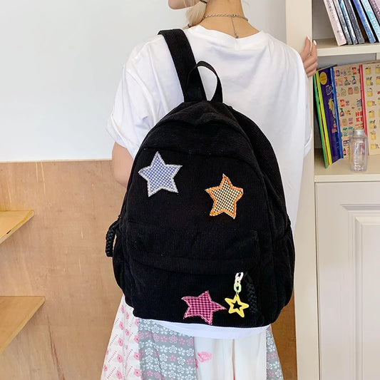 Women Schoolbag Waterproof Large Capacity School Backpack Smooth Zipper Solid Color Teens Girl Casual Daypack Bag Student Supply