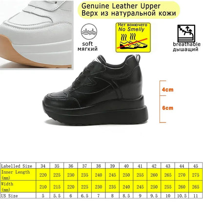 Fujin 10cm 4 inch Platform Wedge Sneakers Chunky Shoes Genuine Leather for Women Summer Shoes Autumn Walking Sneakers Fashion