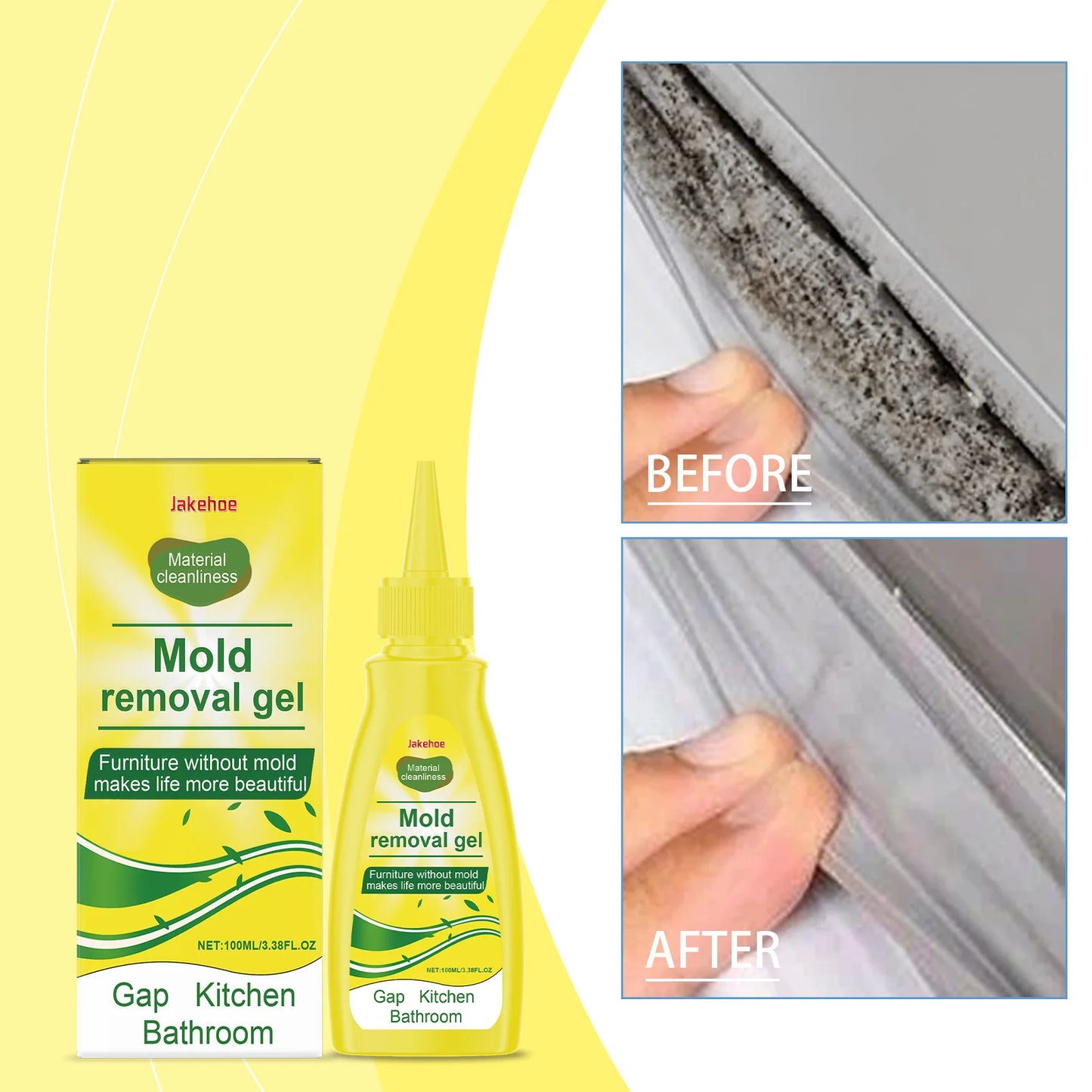JAKEHOE Kitchen Cleaning Gel Quickly Dissolving Mildew Stains Eliminate Odors No Residue Household Mold Remover Gel for Bathroom
