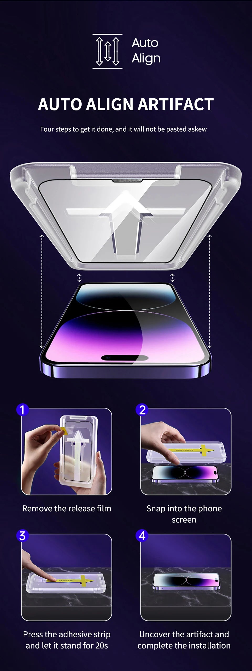 Premium Tempered Glass For iPhone 12 13 14 Pro Max Screen Protector Glass 14 Plus Full Cover With Automatic installer