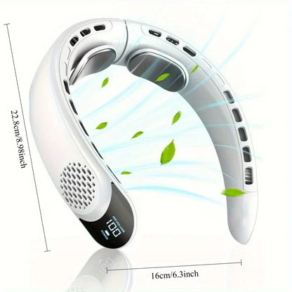 Neck Fan Rechargeable Ice Cooling Personal Air Conditioner, LED Digital Display Mini Fan for Running Cycling Office Home Outdoor