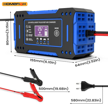 Battery Repair LCD Display 6A 12V Intelligent Car Battery Charger Car and Motorcycle Battery Charging Unit Lead-Acid