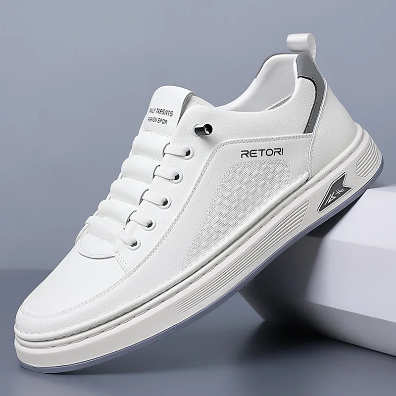 New Men's Shoes High Quality Leather Casual Shoes for Men Designer Sneakers Tenis Masculino Comfort Lace-up White Sport Shoes