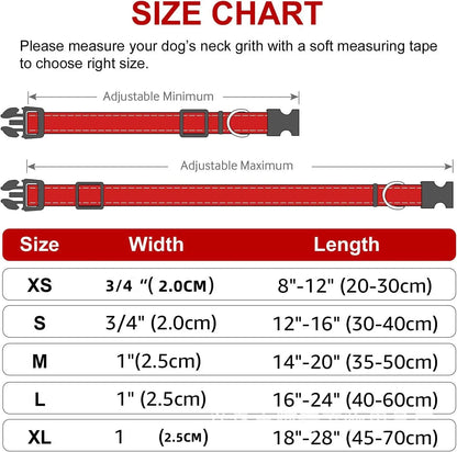 Reflective Dog Collar Strap with Adjustable Safety Nylon Pet Collar Pet Traction Rope Suitable for Small and Medium-Sized Pets