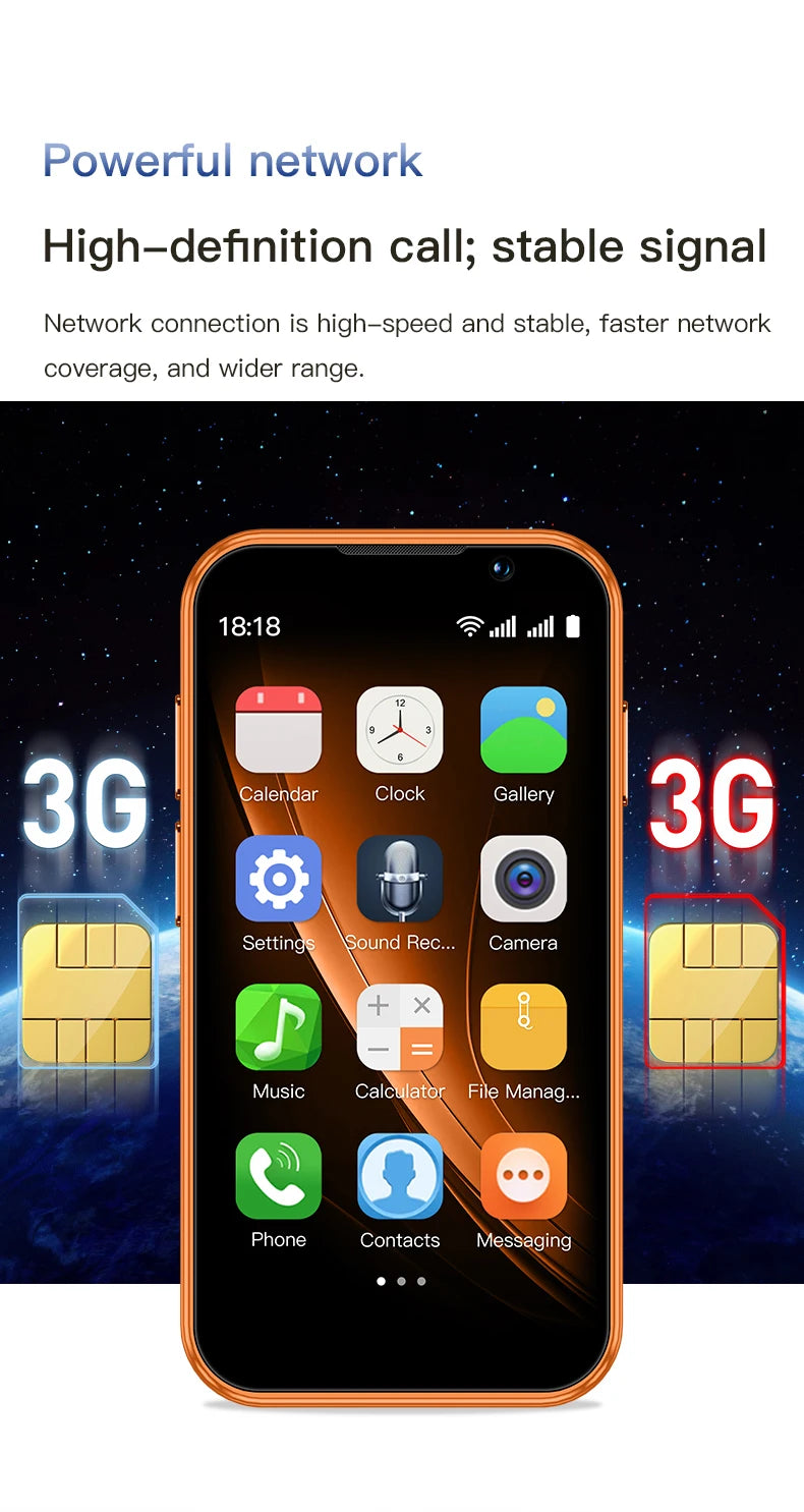 SOYES i17 Mini Smartphone 3.0" Display 2GB RAM 16GB ROM Dual SIM Standby Dual Camera Android 9.0 Multi Apps Support Small Phone