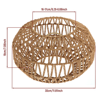 Woven Pendant Lamp Shade Hanging Light Cover for Home Restaurant Living Room Boho Handwoven Lampshade Light Fixture Bedroom