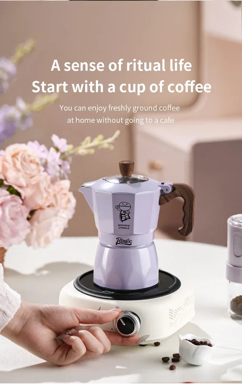 Double Valve Moka Pot Coffee Mocha Pot Set Espresso Moka Pot Electric Stove Heated Brewed Coffee Pot Italian Barista Tools 220v